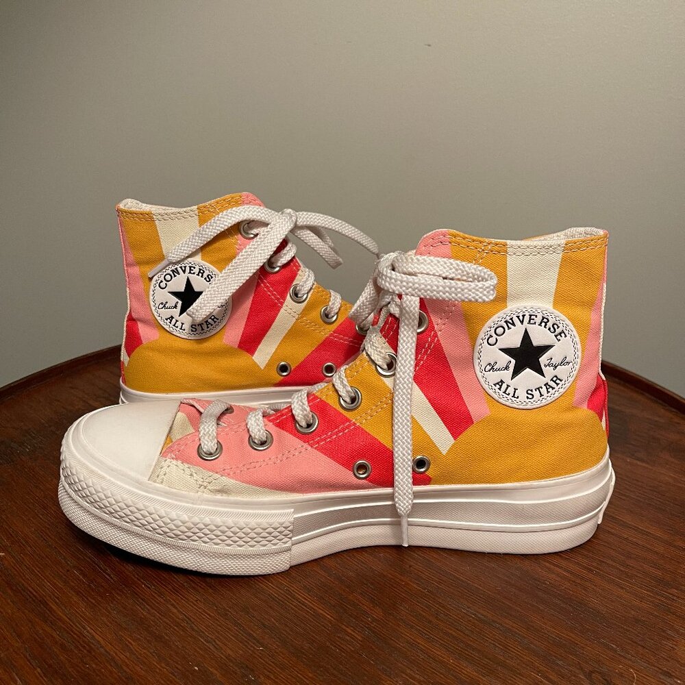 Converse Rainbow Platform High Top Sneakers Size 7.5